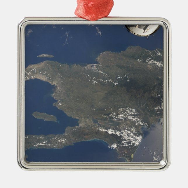 Ornamento De Metal Uma visão da ilha Caribe de Hispaniola (Frente)