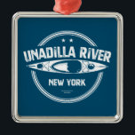 Ornamento De Metal Unadilla River New York Kayak<br><div class="desc">O rio Unadilla é um rio de 71 milhas na região central de Nova Iorque, no estado de Nova Iorque. O rio começa a nordeste do hamlet da Millers Mills e flui geralmente para sul até a vila de Sidney, onde converge com o rio Susquehanna, que drena para a Baía...</div>