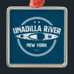 Ornamento De Metal Unadilla River New York Kayak<br><div class="desc">O rio Unadilla é um rio de 71 milhas na região central de Nova Iorque, no estado de Nova Iorque. O rio começa a nordeste do hamlet da Millers Mills e flui geralmente para sul até a vila de Sidney, onde converge com o rio Susquehanna, que drena para a Baía...</div>