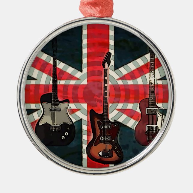 Ornamento De Metal União Britânica Jack Flag Rock Roll Electric Guita (Frente)