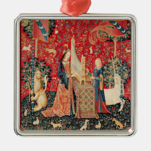 Ornamento De Metal UNICORN E LADY JOGANDO ORGAN Red Green Floral