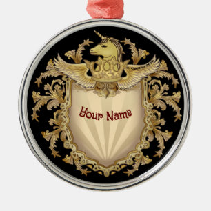 Ornamento De Metal Unicorn Shield