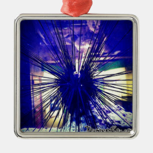 Ornamento De Metal Urchin Preto Longspine