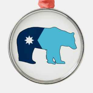 Ornamento De Metal Urso da Bandeira de Minnesota
