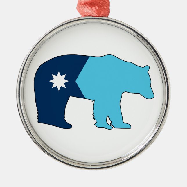 Ornamento De Metal Urso da Bandeira de Minnesota (Frente)