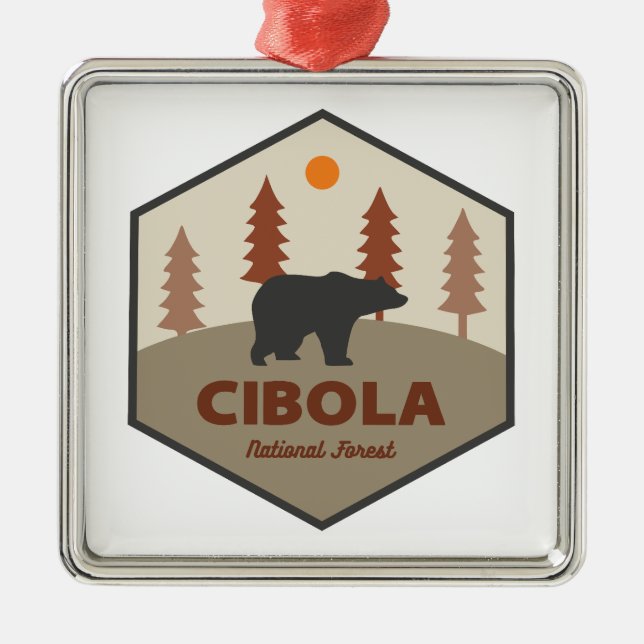 Ornamento De Metal Urso da Floresta Nacional Cibola (Frente)