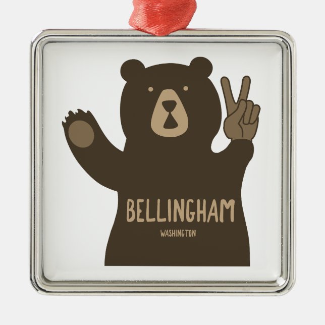 Ornamento De Metal Urso da Paz de Bellingham Washington (Frente)