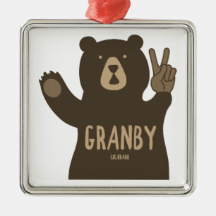 Ornamento De Metal Urso da Paz de Granby Colorado