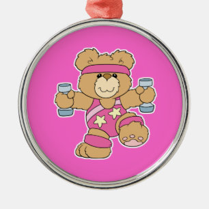 Ornamento De Metal Urso de Exercícios Fitness Aeróbicos Fofo