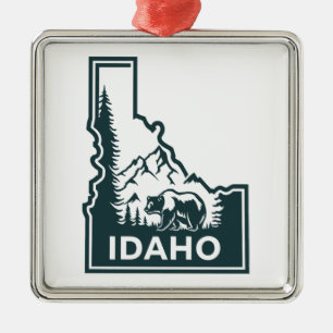 Ornamento De Metal Urso de Mapa Idaho
