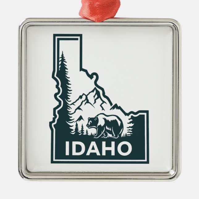 Ornamento De Metal Urso de Mapa Idaho (Frente)