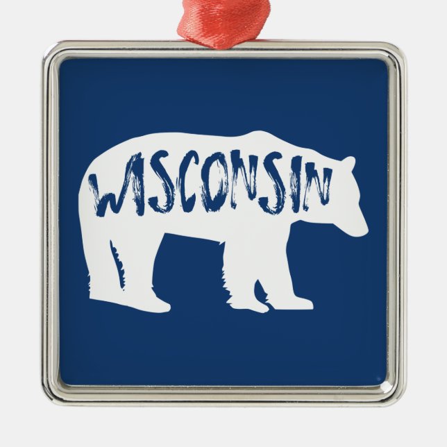 Ornamento De Metal Urso de Wisconsin (Frente)