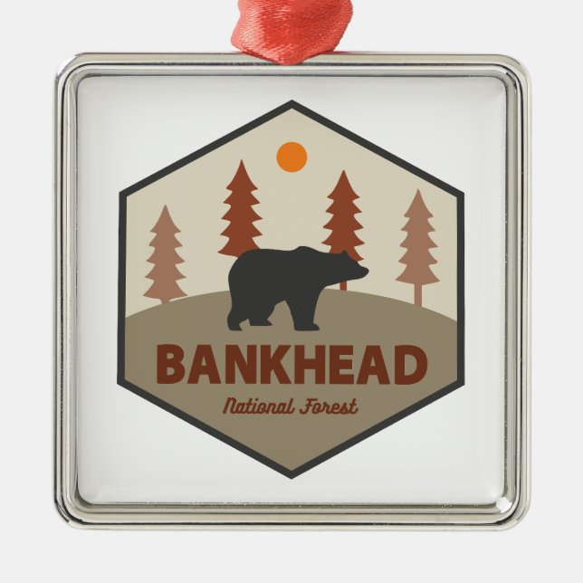 Ornamento De Metal Urso do Alabama na Floresta Nacional Bankhead (Frente)