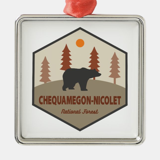 Ornamento De Metal Urso Florestal Nacional Chequamegon-Nicolet (Frente)