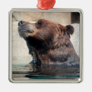 Ornamento De Metal Urso Grelha na Água