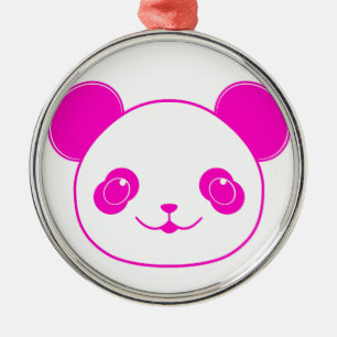 Ornamento De Metal Urso Panda de Kawaii Rosa
