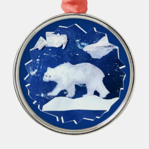 Ornamento De Metal Urso Polar "Arte por Crianças"