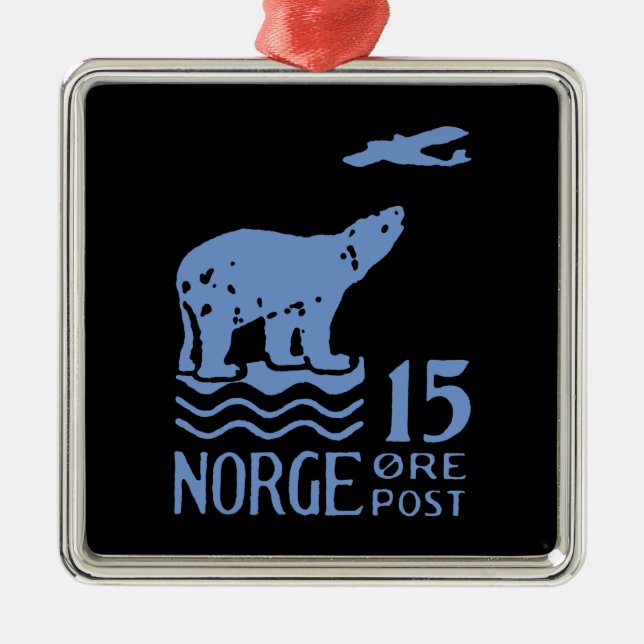 Ornamento De Metal Urso Polar Norueguês 1925 (Frente)
