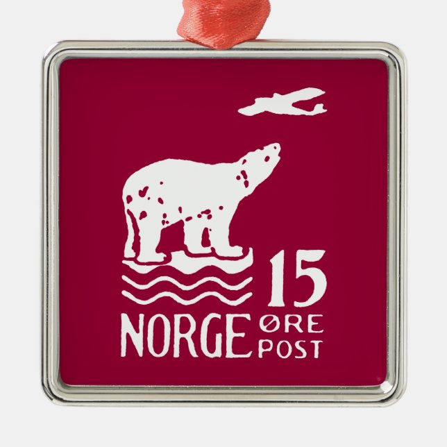 Ornamento De Metal Urso Polar Norueguês 1925 (Frente)
