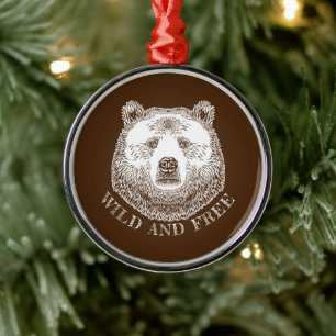 Ornamento De Metal Urso, Selvagem E Gratuita, Ilustração Desenhada
