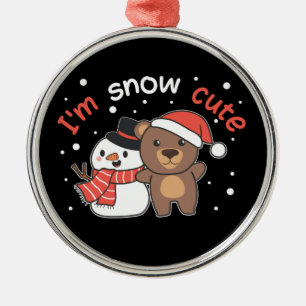 Ornamento De Metal Urso Sou Snow Cute Snowman Snowman Pun Cerâmica Or