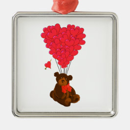 Ornamento De Metal Ursos de pelúcia e balões cardíacos
