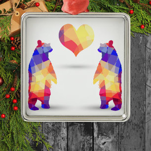 Ornamento De Metal Ursos Geométricos