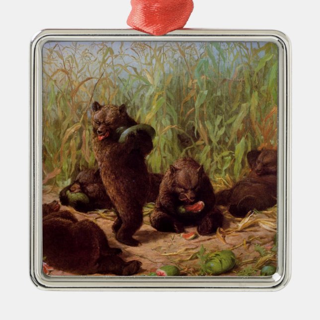 Ornamento De Metal Ursos no Sistema de Melancia (por W.H. Beard) (Frente)