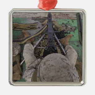 Ornamento De Metal US Marine dispara uma metralhadora M2 de calibre 5