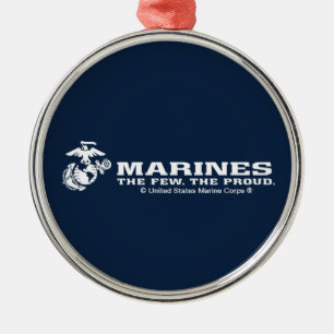Ornamento De Metal USMC O pequeno logotipo orgulhoso - Branco