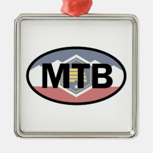 Ornamento De Metal Utah Flag Mountain Biking Oval