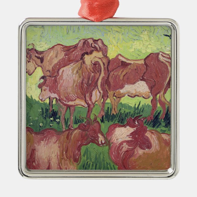 Ornamento De Metal Vacas de Vincent van Gogh |, 1890 (Frente)
