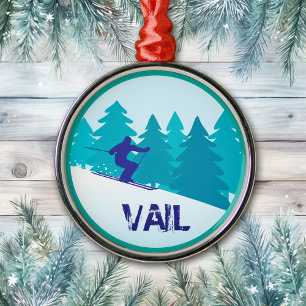 Ornamento De Metal Vail Ski Circle Natal