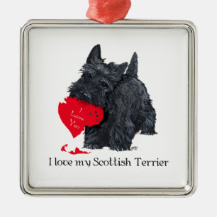 Ornamento De Metal Valentine de Terrier Escocês