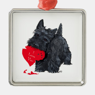 Ornamento De Metal Valentine de Terrier Escocês