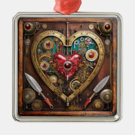 Ornamento De Metal Valentine Guerreiro Steampunk Rubis e Adagas