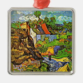 Ornamento De Metal Van Gogh - Casas em Auvers, famosa pintura,