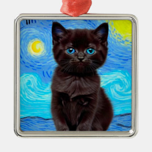 Ornamento De Metal Van Gogh Starry Night Black