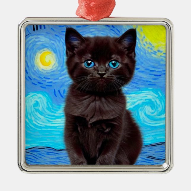 Ornamento De Metal Van Gogh Starry Night Black (Frente)