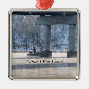 Ornamento De Metal Vapor Winter Fish Lake Taneycomo Ornament