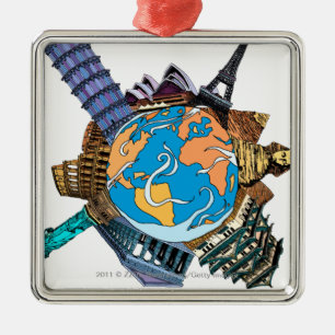 Ornamento De Metal Vários lugares famosos do mundo