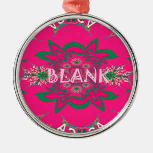 Ornamento De Metal Vazio bebê vívido, cor-de-rosa, monograma floral r