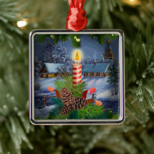 Ornamento De Metal Vela de Natal
