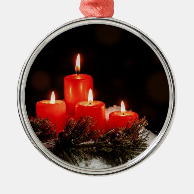 Ornamento De Metal Velas de Natal (Frente)