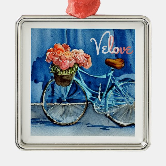 Ornamento De Metal Velo Love Cycling (Frente)