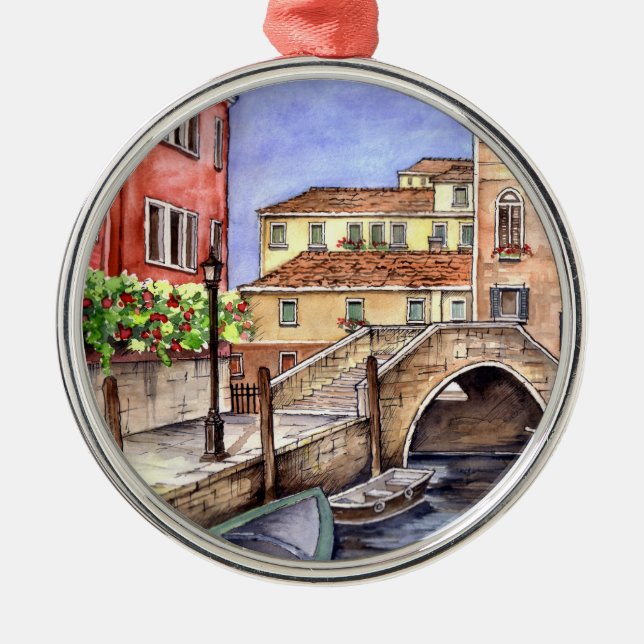 Ornamento De Metal Veneza - Caneta e Wash Watercolor (Frente)
