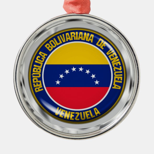 Ornamento De Metal Venezuela Round Emblem (Frente)