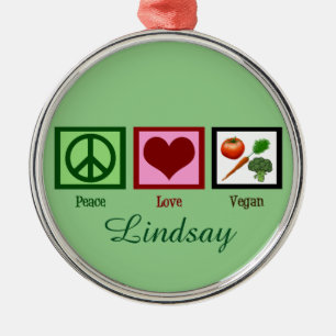 Ornamento De Metal Verde do costume do Vegan do amor da paz