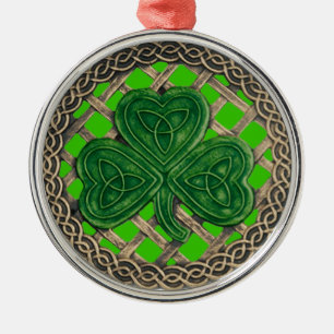 Ornamento De Metal Verde-Ornamento De Shamrock E Nódulos Célticos