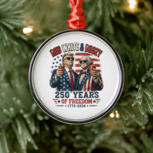 Ornamento De Metal Vermelho Branco Embriagado Trump George Washington
